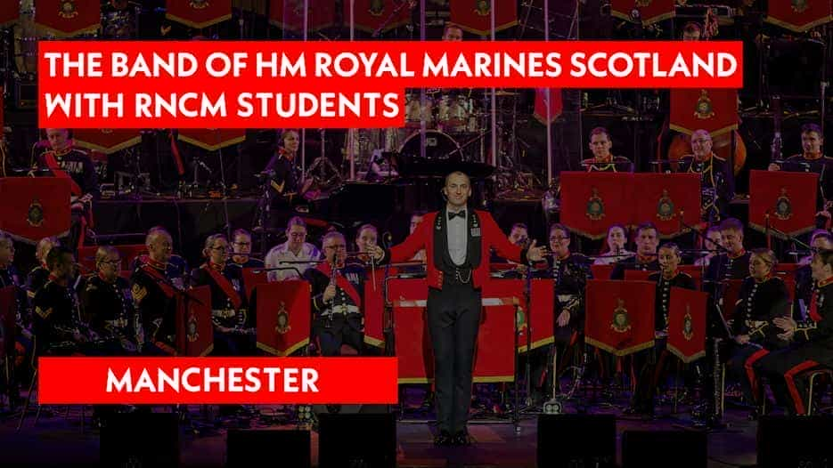 The Band of HM Royal Marines Scotland with RNCM Students